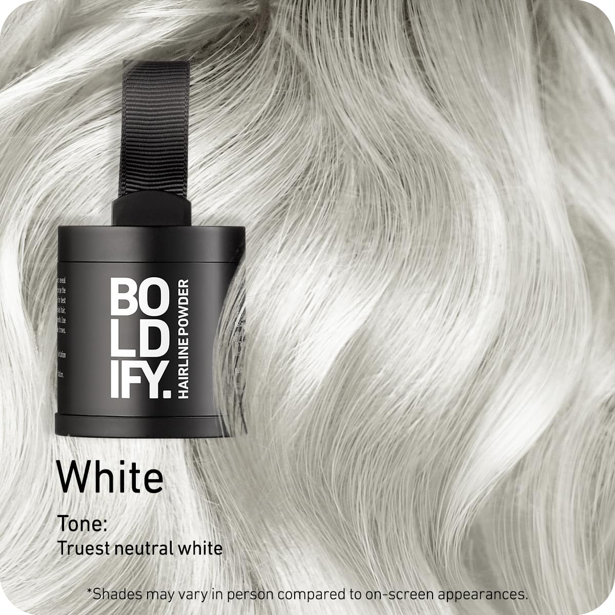 Boldify Hairline Powder muestra de color para cobertura de canas