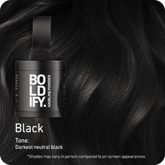 Boldify Polvo Línea Capilar: cobertura gris natural y duradera.