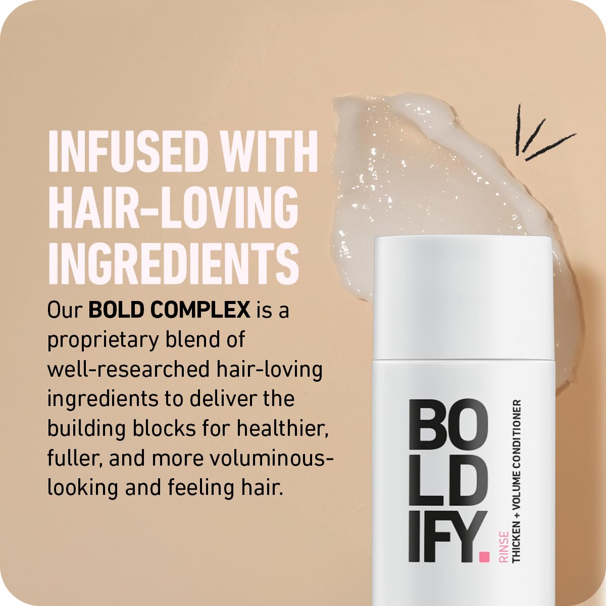 Boldify Thicken Volume Conditioner envuelve el cabello con nutrición suave