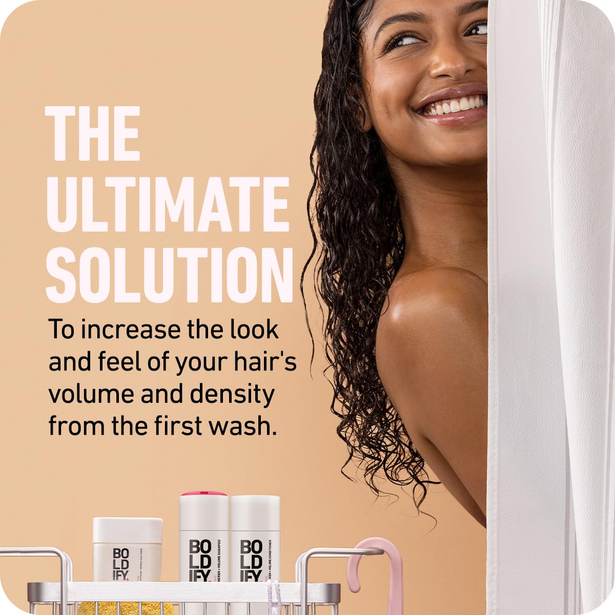 Boldify Thicken Volume Conditioner muestra textura ligera y brillo natural