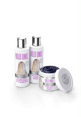 BOLD UNIQ champú morado en botella neutraliza tonos amarillos para rubios.