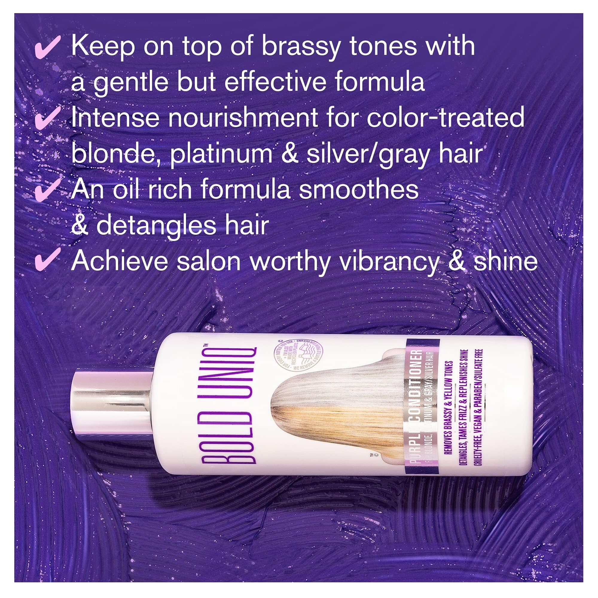 BOLD UNIQ conditionneur violet, pigments violets visibles, neutralisent les reflets indésirables.