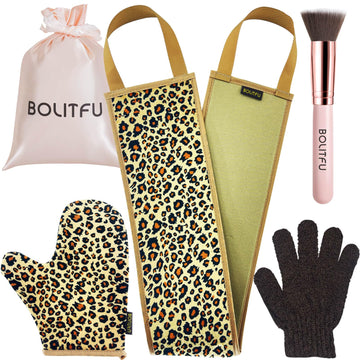 Guante autobronceador BOLITFU leopardo para acabado uniforme y sin manchas