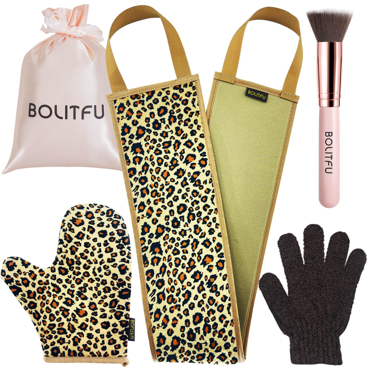 Guante autobronceador BOLITFU leopardo para acabado uniforme y sin manchas