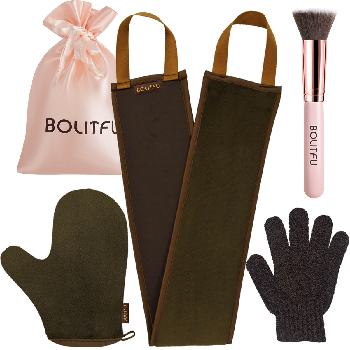 Guante exfoliante de BOLITFU para preparar la piel antes del bronceado