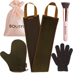Guante exfoliante de BOLITFU para preparar la piel antes del bronceado