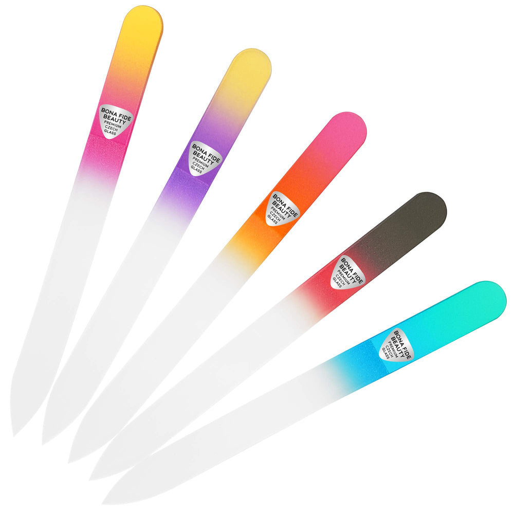 Lima de cristal Bona Fide Beauty, conjunto de 5 piezas, para limar uñas con precisión.