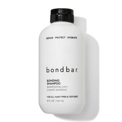 Bondbar Repairing Shampoo bottle showing vegan formula for all hair types