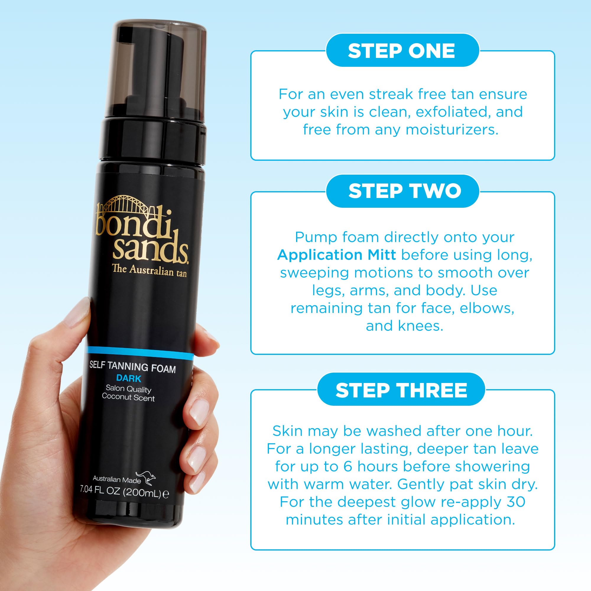 Bondi Sands bronceado natural con tono equilibrado para piel cotidiana.