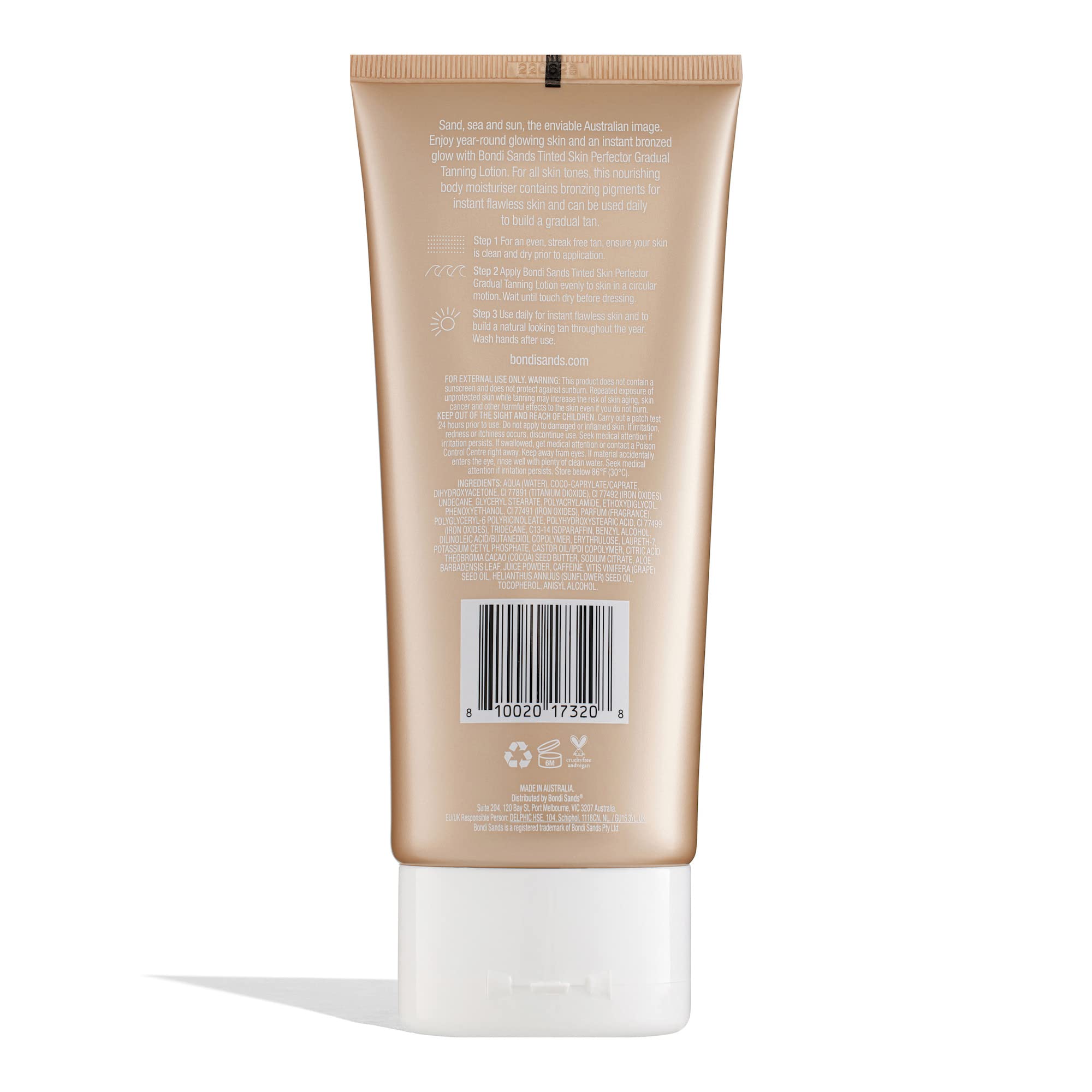 Aplicación de Bondi Sands Gradual Tanning Lotion en la mano para control del tono