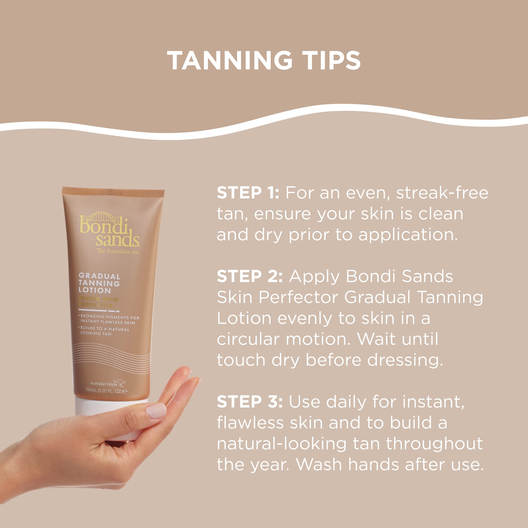 Bondi Sands Gradual Tanning Lotion mostrando bronceado natural