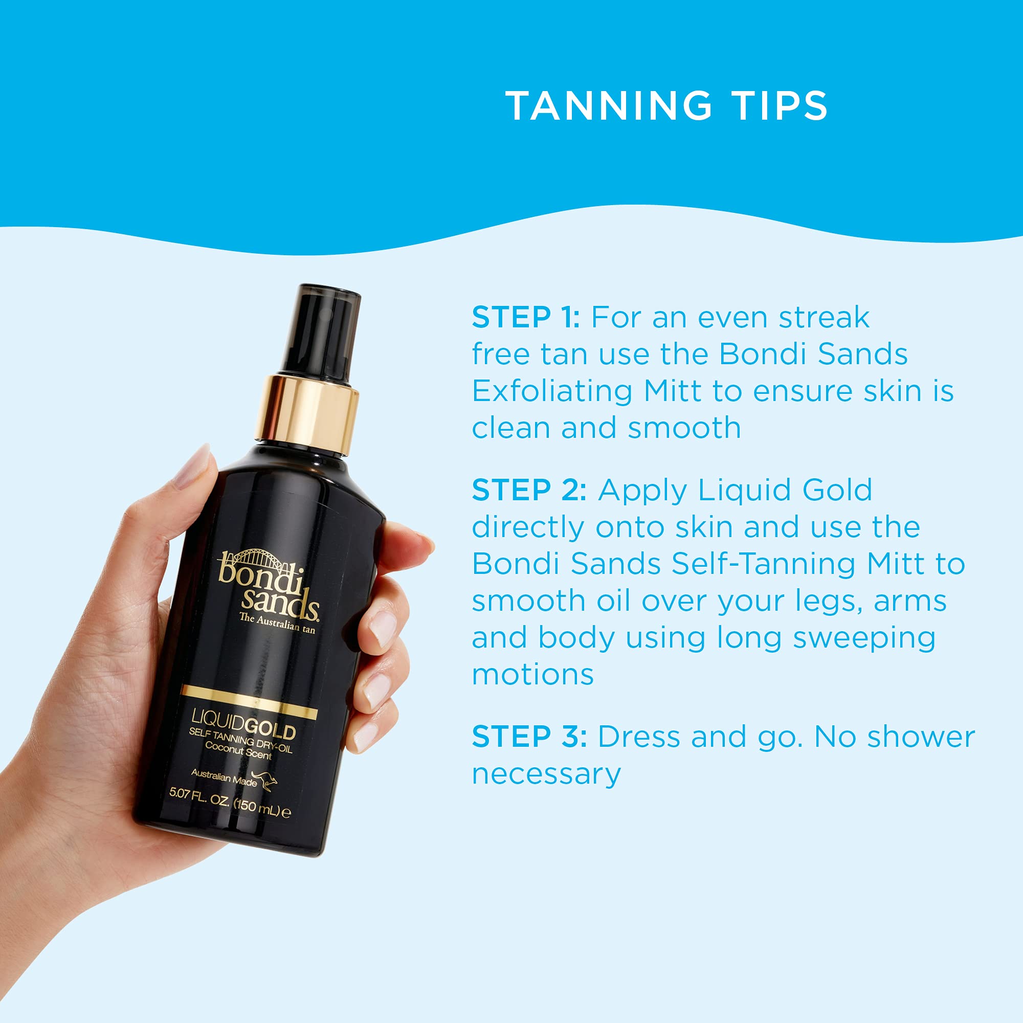 Bondi Sands Liquid Gold: secado rápido permite vestir sin esperar