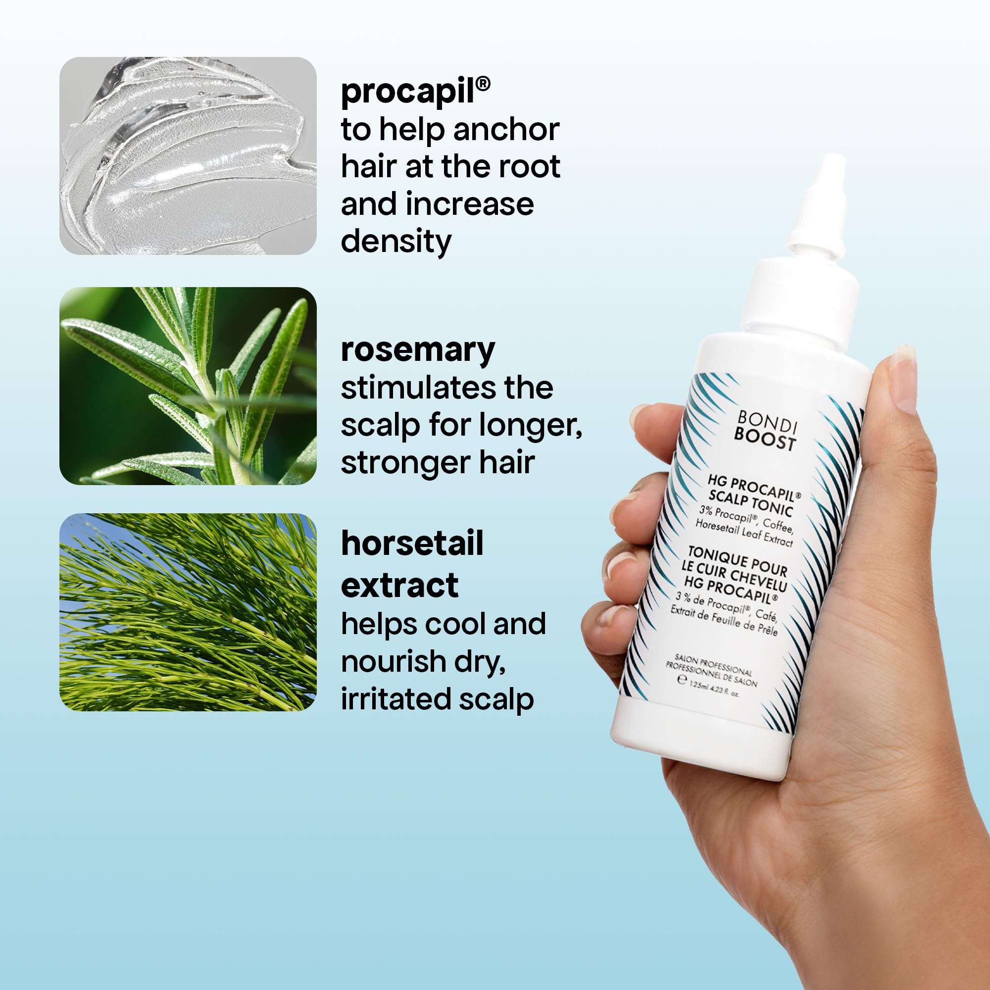 BondiBoost Procapil sans sulfates pour une routine douce.