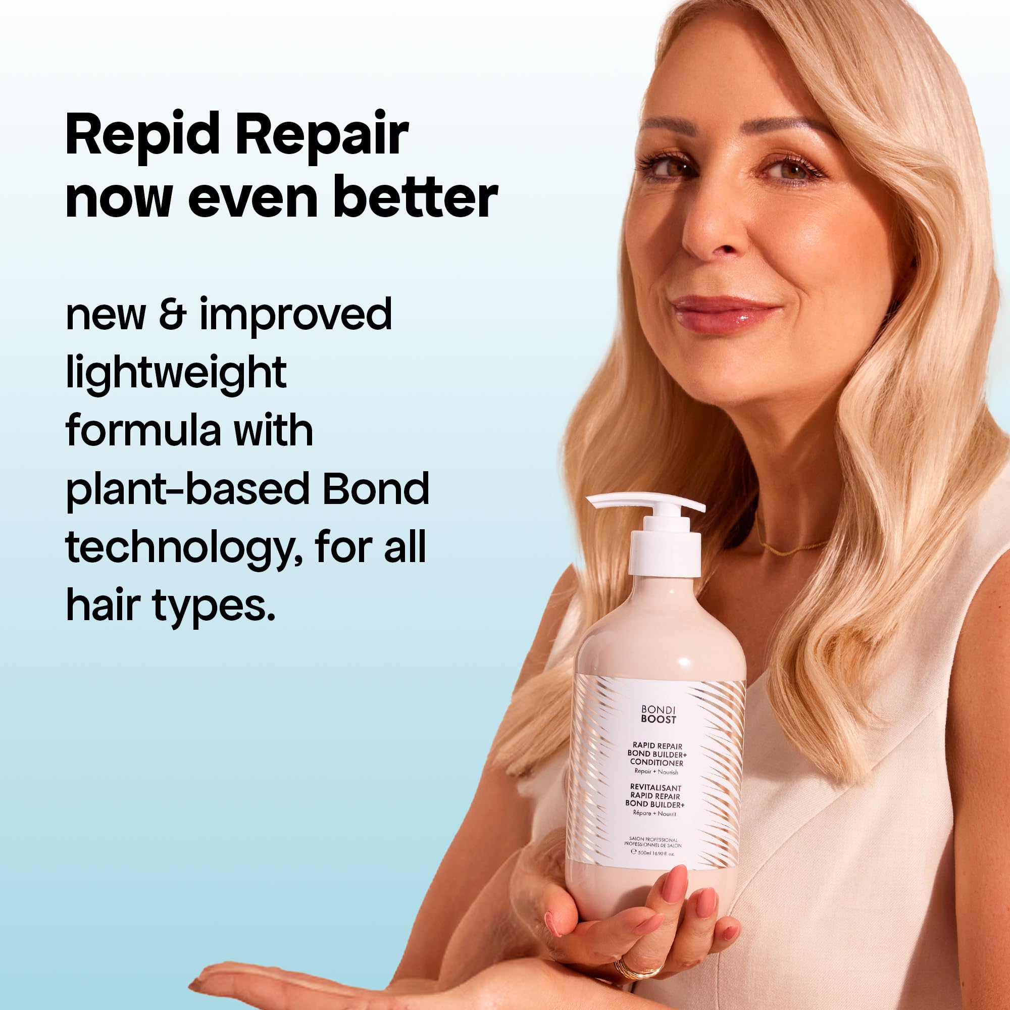 BONDIBOOST sans silicone, soin sans résidu pour cheveux forts.