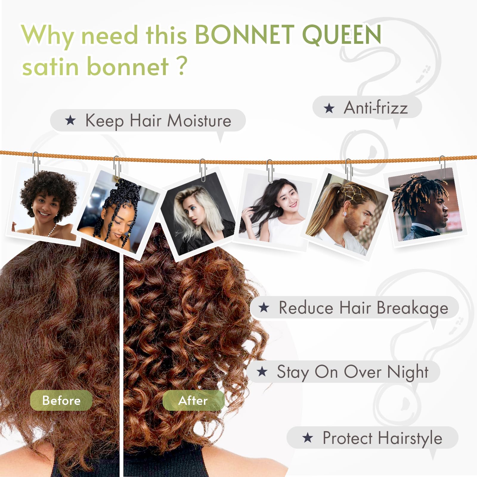 BONNET QUEEN uso múltiple para dormir, maquillaje o ejercicio.
