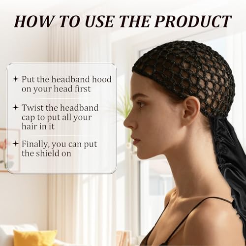 Bonete envolvente 2 en 1, amplio para cabello rizado o trenzado