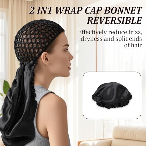 Bonete envolvente 2 en 1, protección de cabello rizado durante la noche
