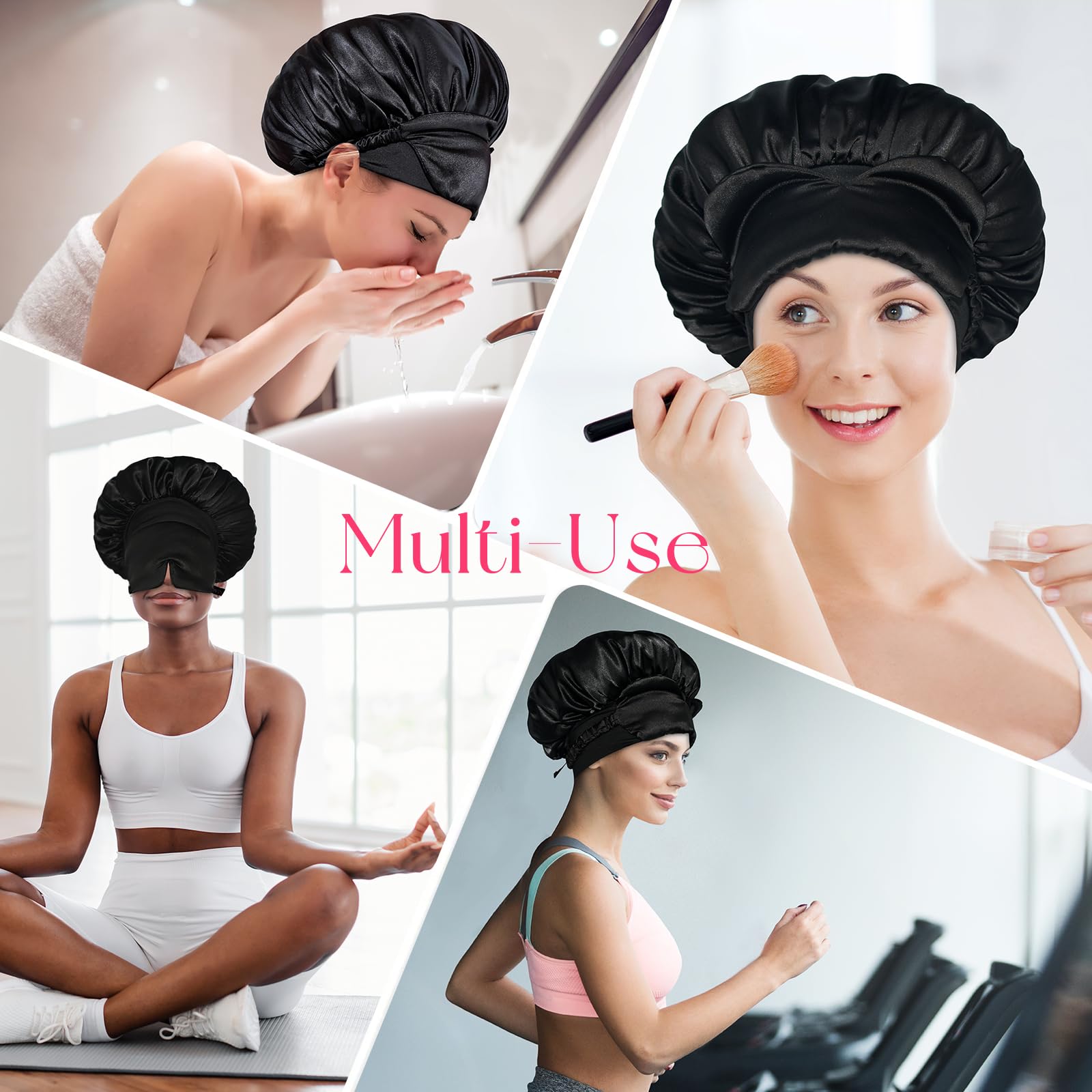 BONNET QUEEN banda elástica doble para ajuste seguro durante toda la noche.