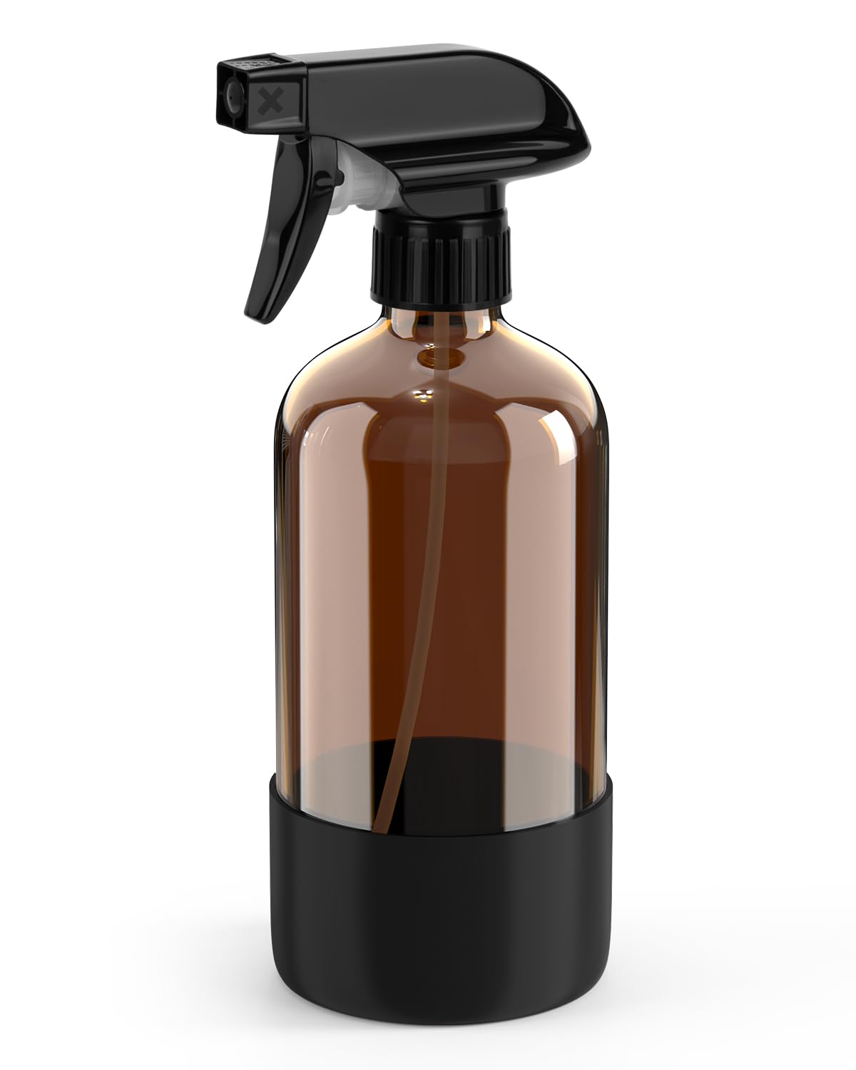 Botella spray Bontip de vidrio ámbar con rociador protege líquidos sensibles de la luz.