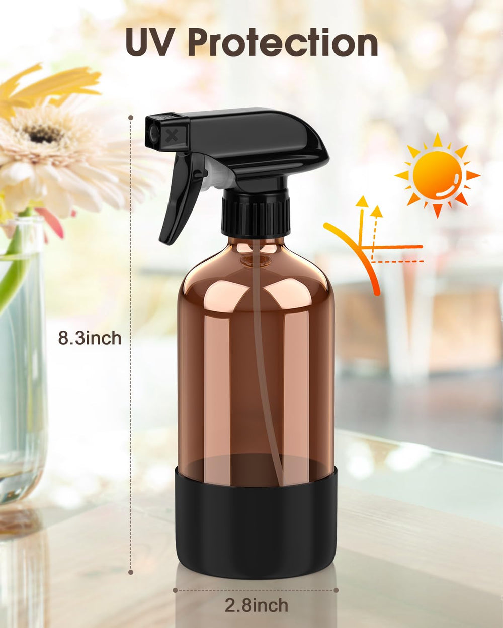 Funda de silicona protege la botella contra caídas y golpes durante el uso.