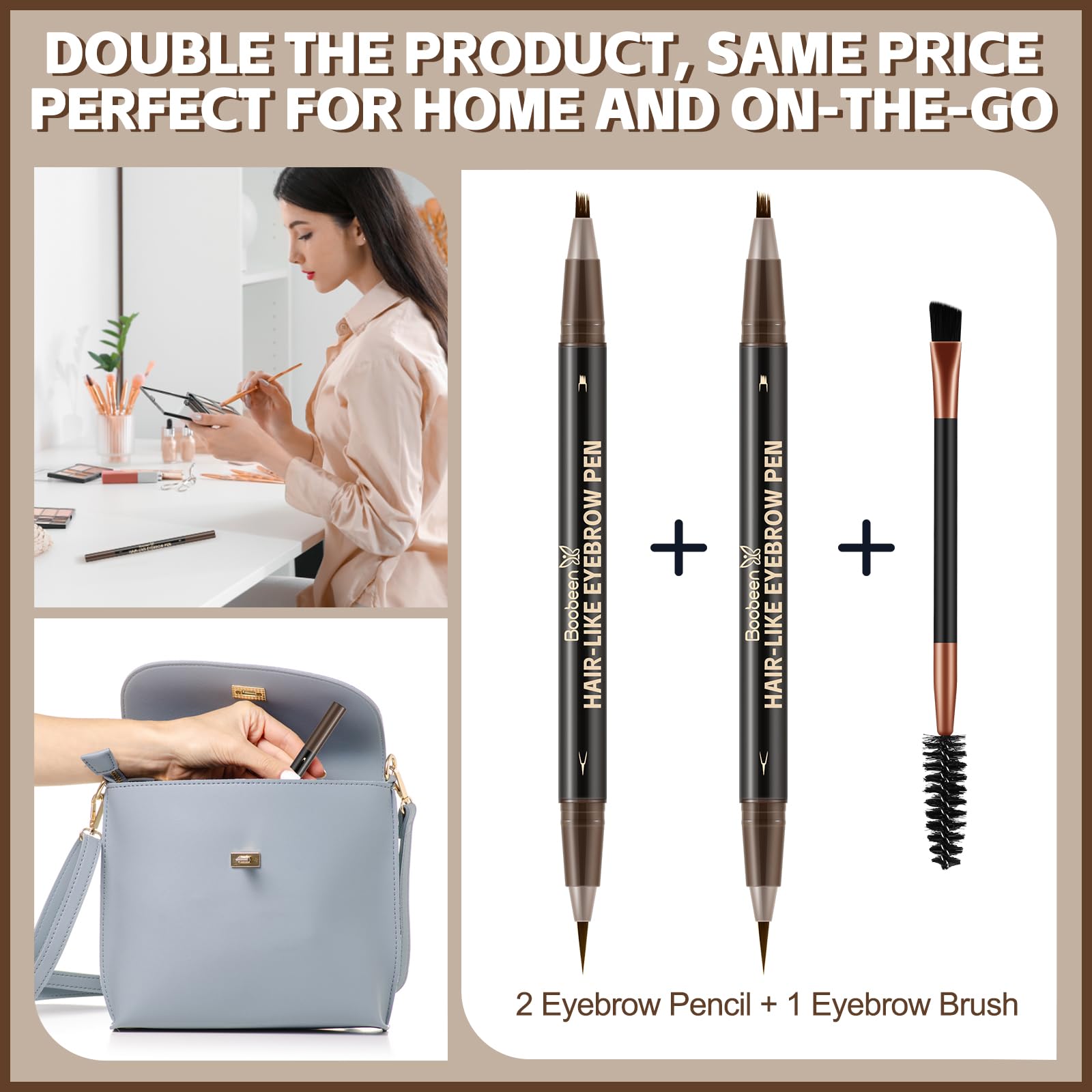 Boobeen brocha cejas doble extremo para peinado suave.