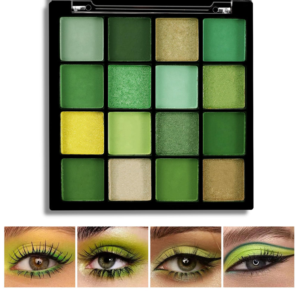 Boobeen Sombras verdes, acabado mate y brillo para transiciones suaves.