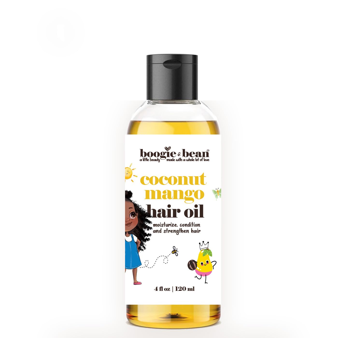 Boogie and Bean: aceite capilar para cabello de niños, textura suave y brillo.