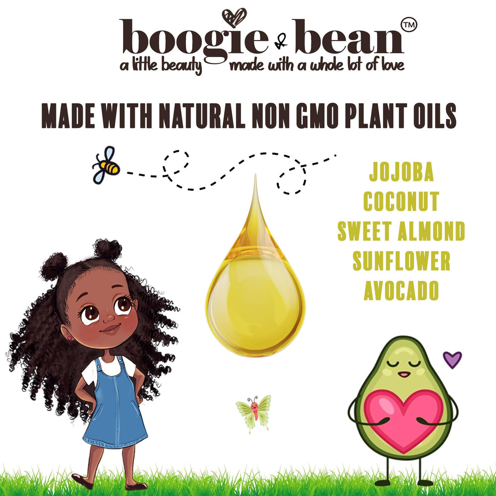 Boogie and Bean: ingredientes naturales coco y almendra para cabello infantil.