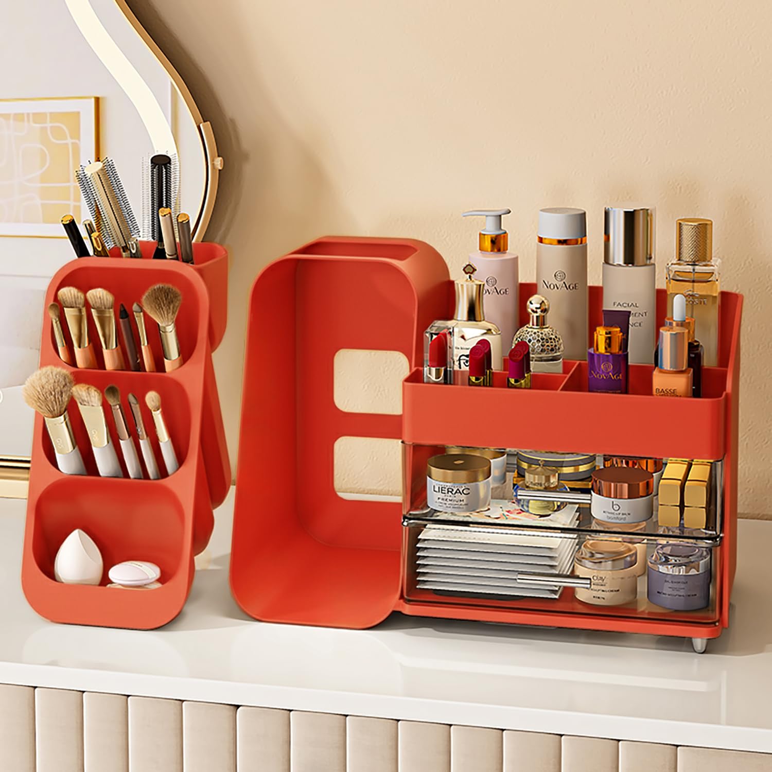 Booklov coffret maquillage rouge affichant une présentation élégante et fonctionnelle