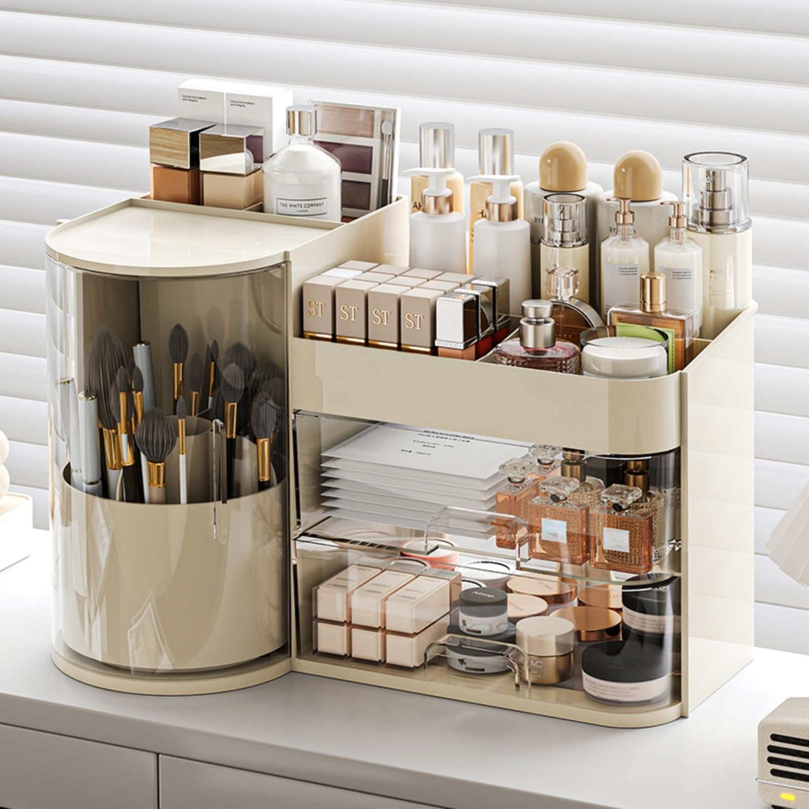 Booklov organizador maquillaje rotativo cepillos: acceso rápido y almacenamiento ordenado