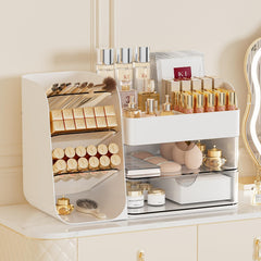 Booklov organizador de maquillaje para tocador con porta-pinceles, ordena brochas con elegancia.