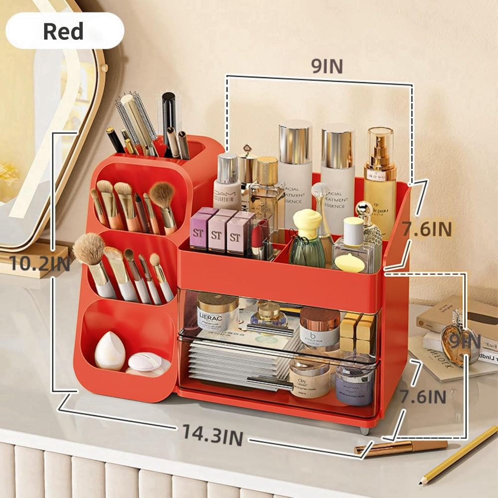Booklov vitrine beauté rouge montrant la présentation ordonnée des articles