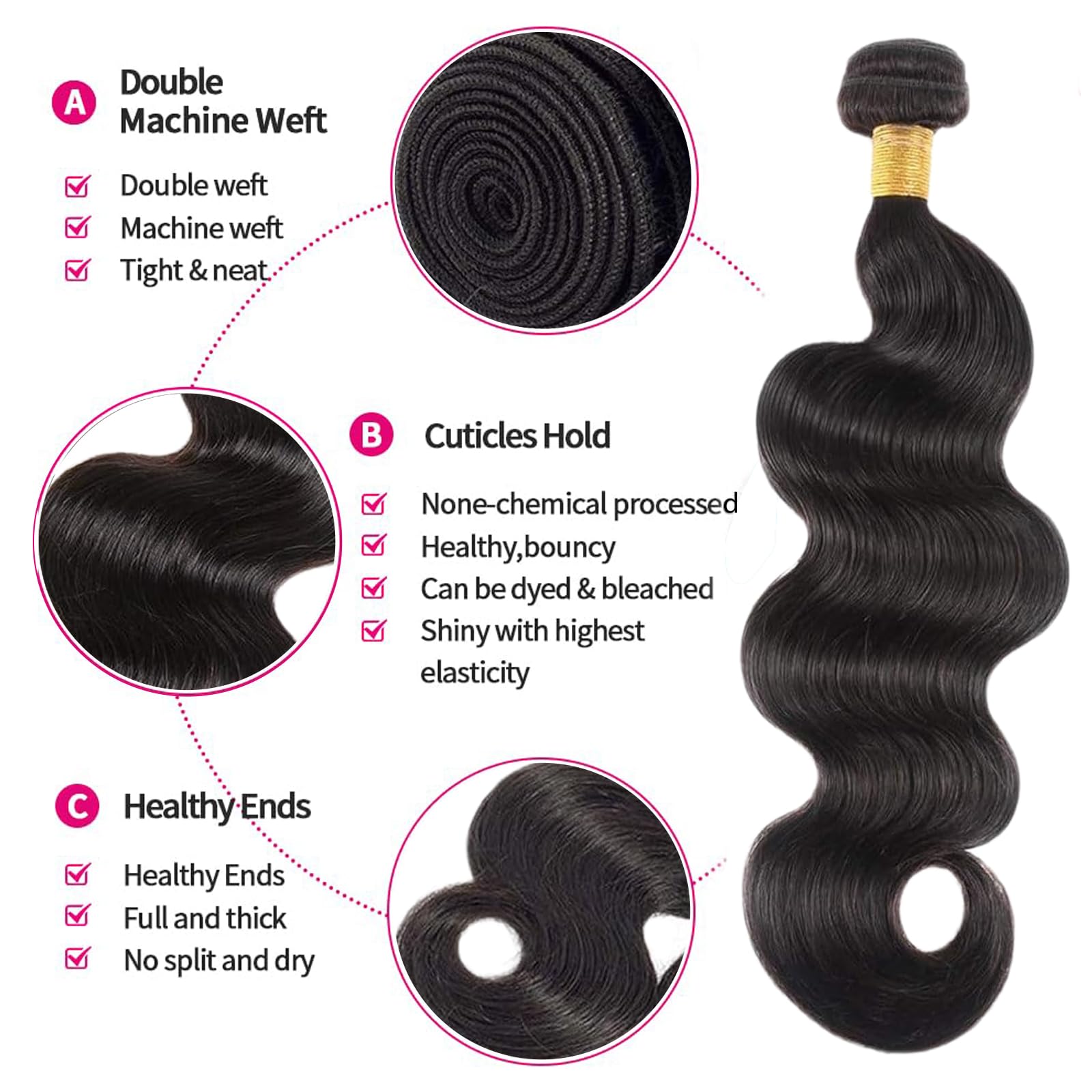 Boopwine body wave bundles 14 inch weft for smooth blends and styling flexibility