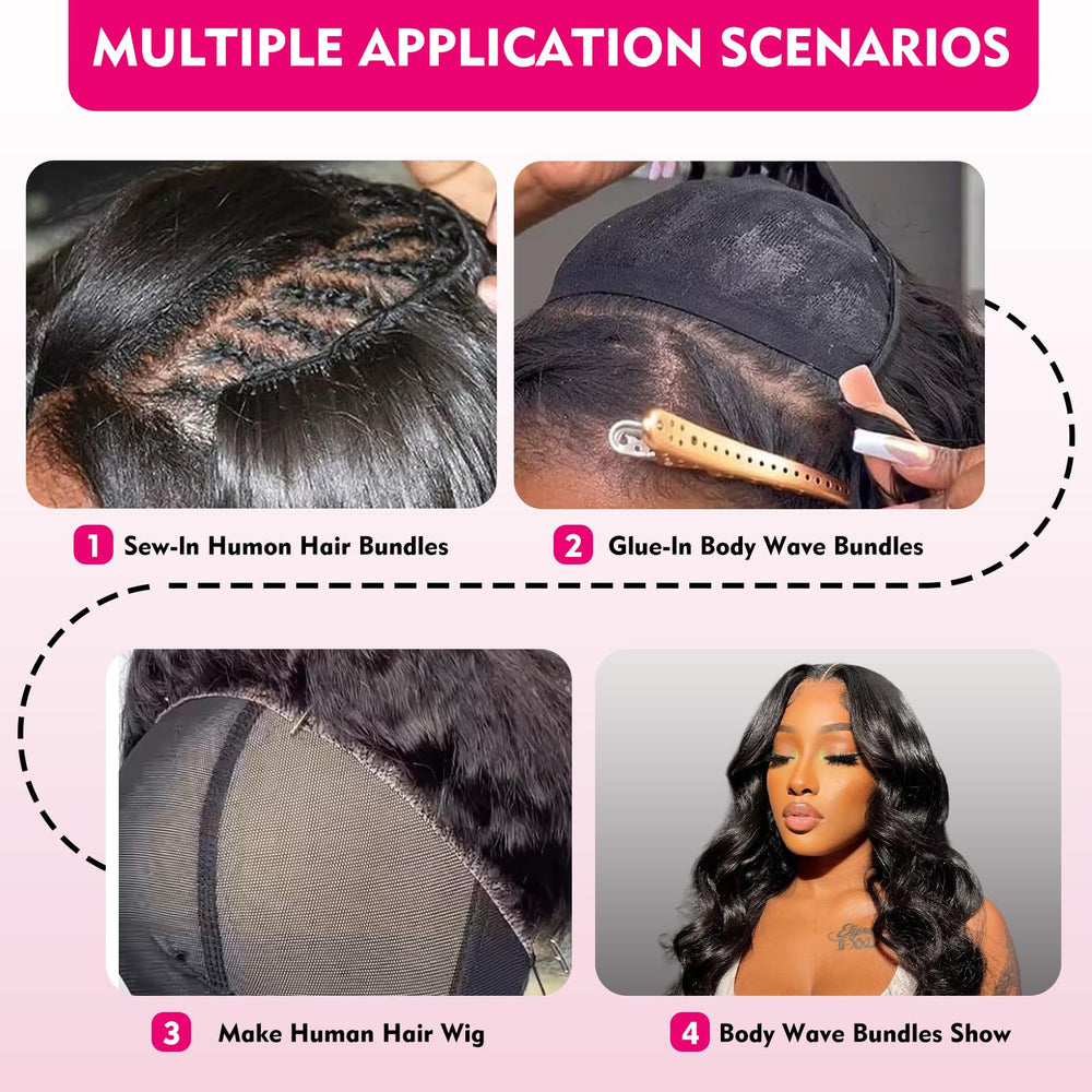 Boopwine body wave bundles 18 inch weft adds dramatic length with soft movement