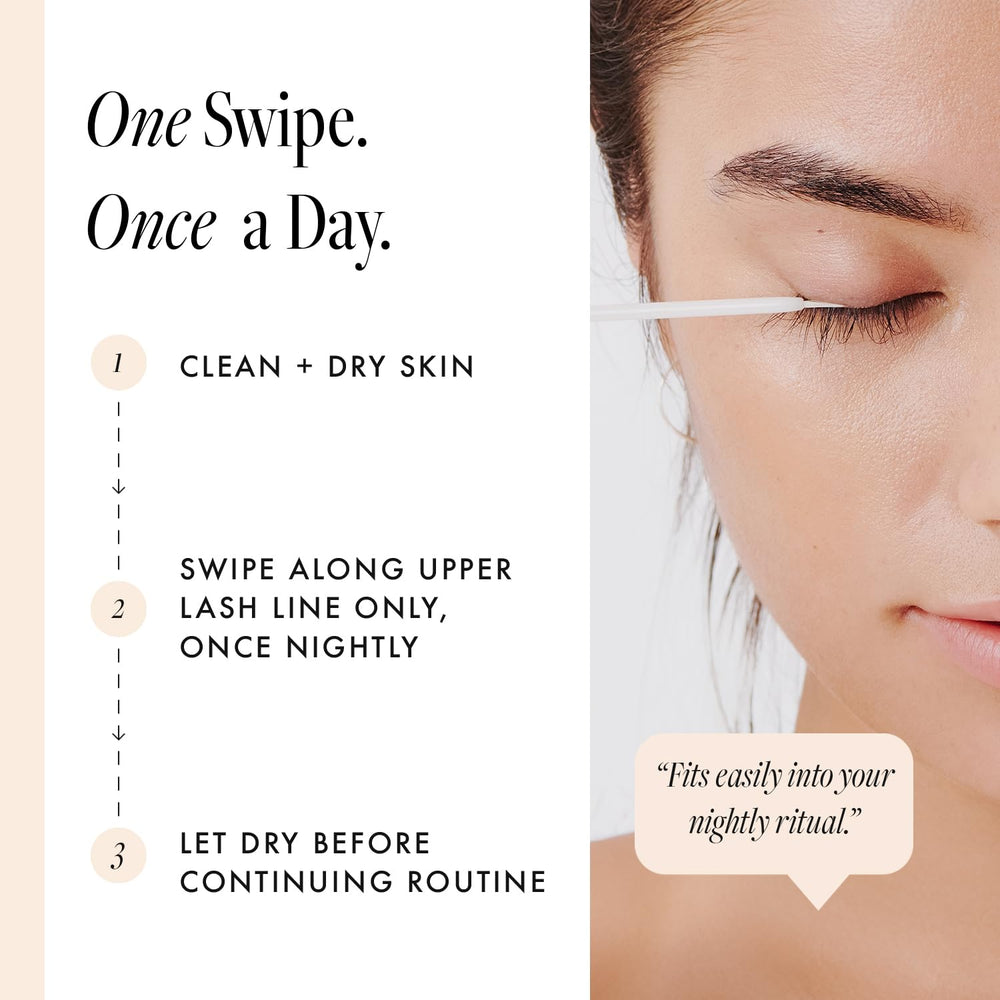 Borboleta Lash Serum, aplicación nocturna fácil para fortalecer pestañas naturales.