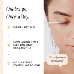 Borboleta Lash Serum, aplicación nocturna fácil para fortalecer pestañas naturales.