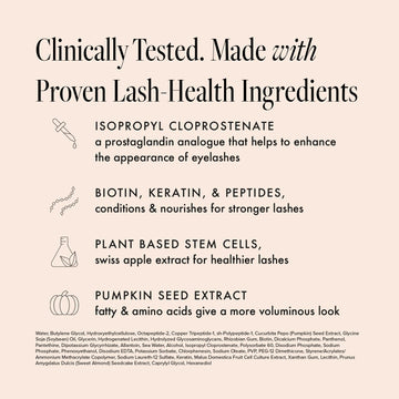 Borboleta Lash Serum, ingredientes nutritivos para apoyar la salud de las pestañas.