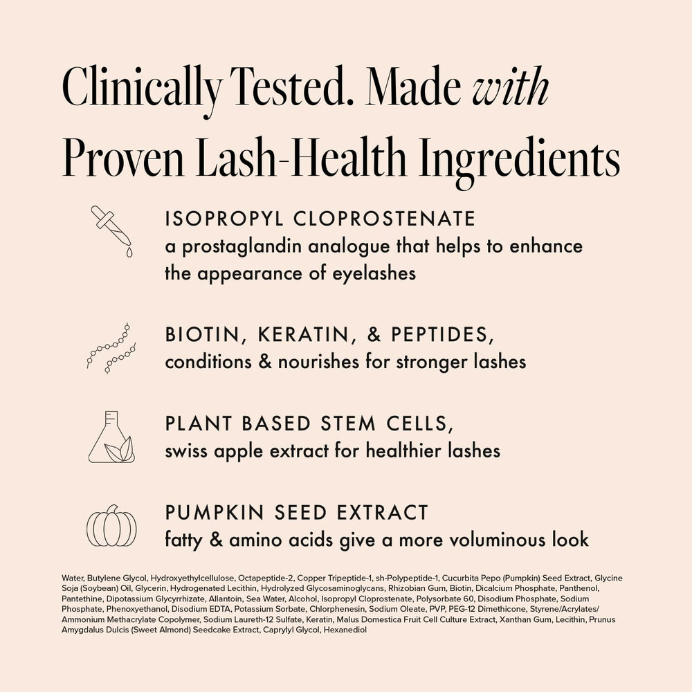 Borboleta Lash Serum, ingredientes nutritivos para apoyar la salud de las pestañas.