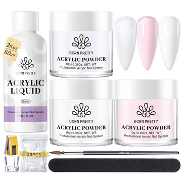 Born Pretty acrylic nail kit clear powder bottle for smooth, durable nails