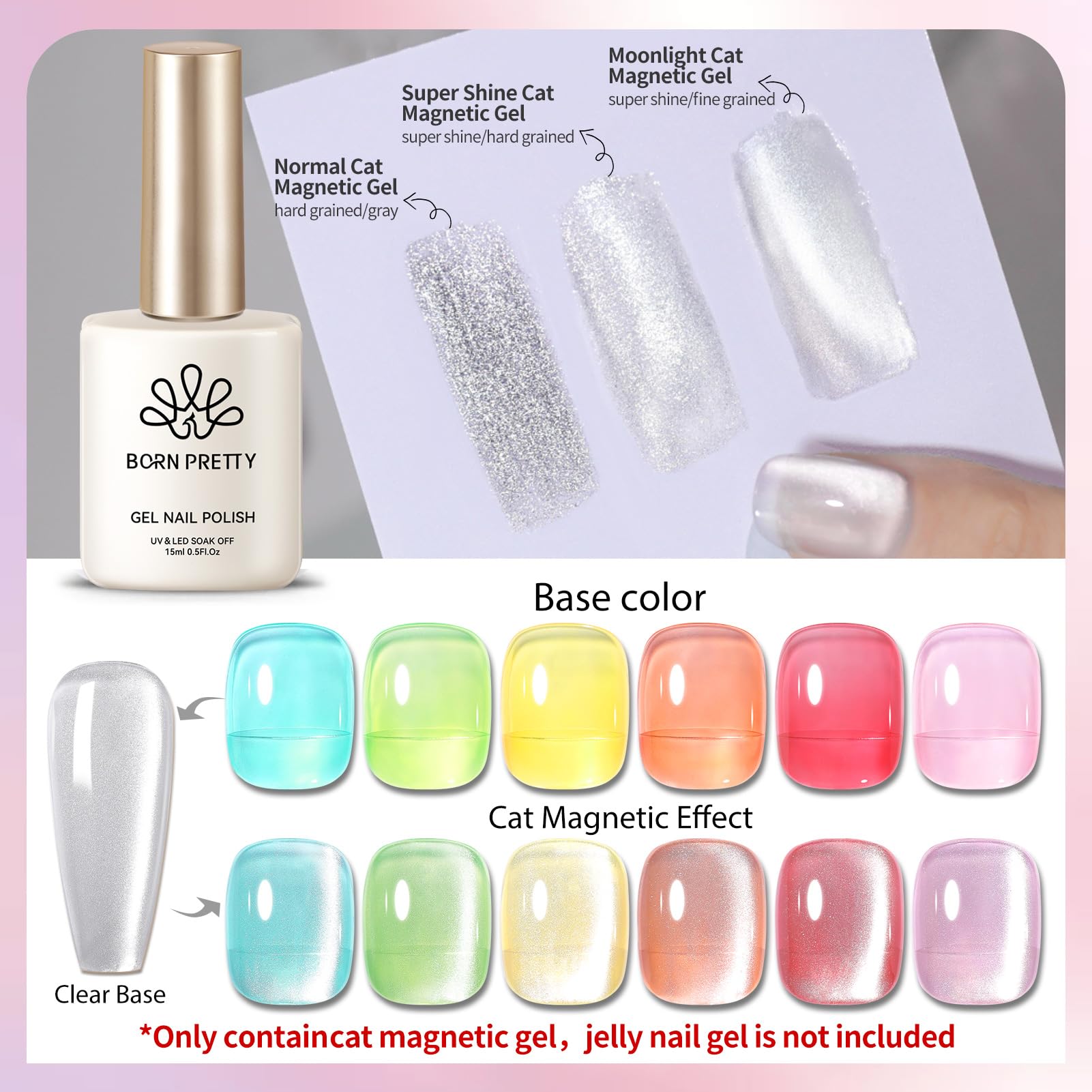 Born Pretty arcoíris holográfico: acabado vibrante en uñas.