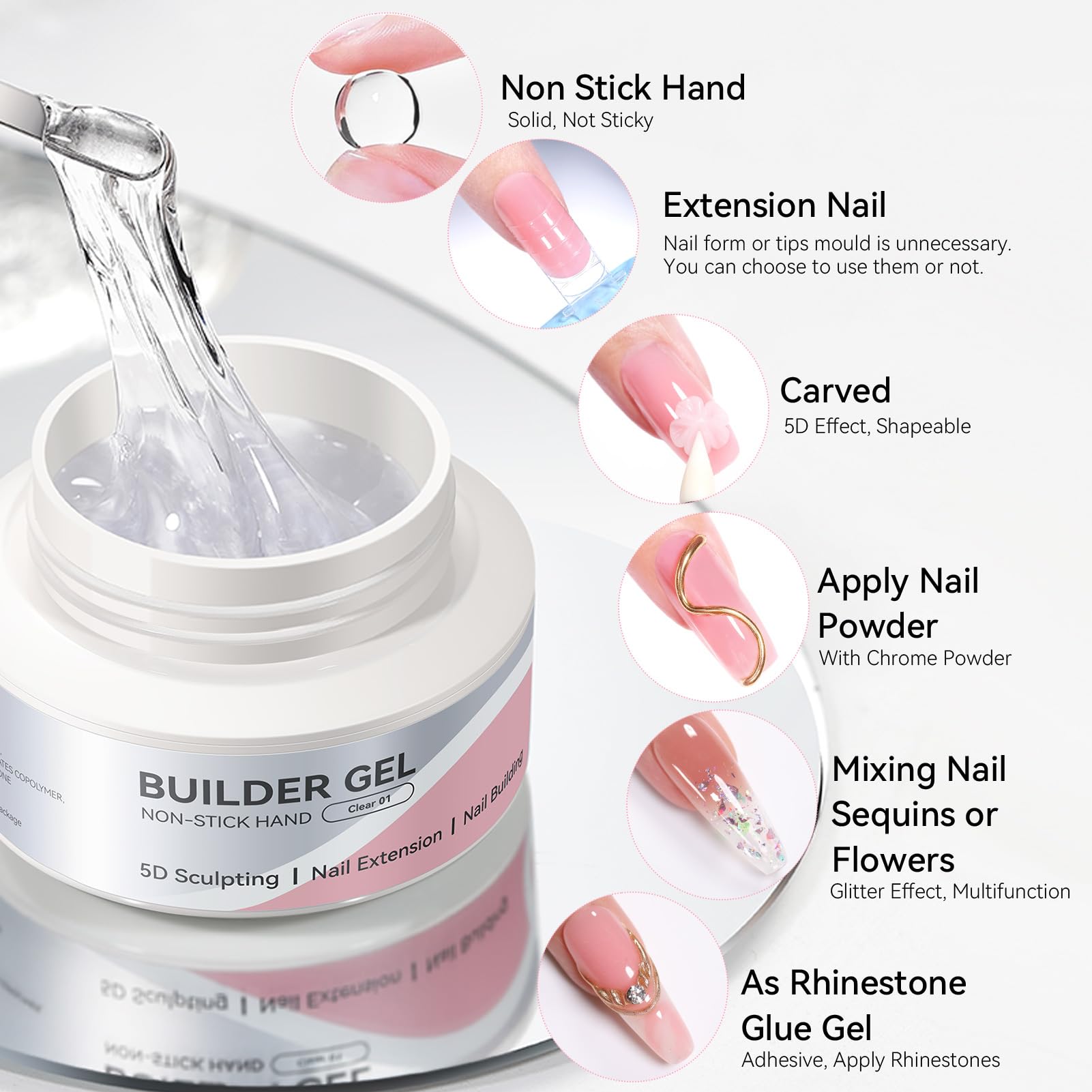 Born Pretty arte de uñas con gel para modelar en tres dimensiones y relieve.