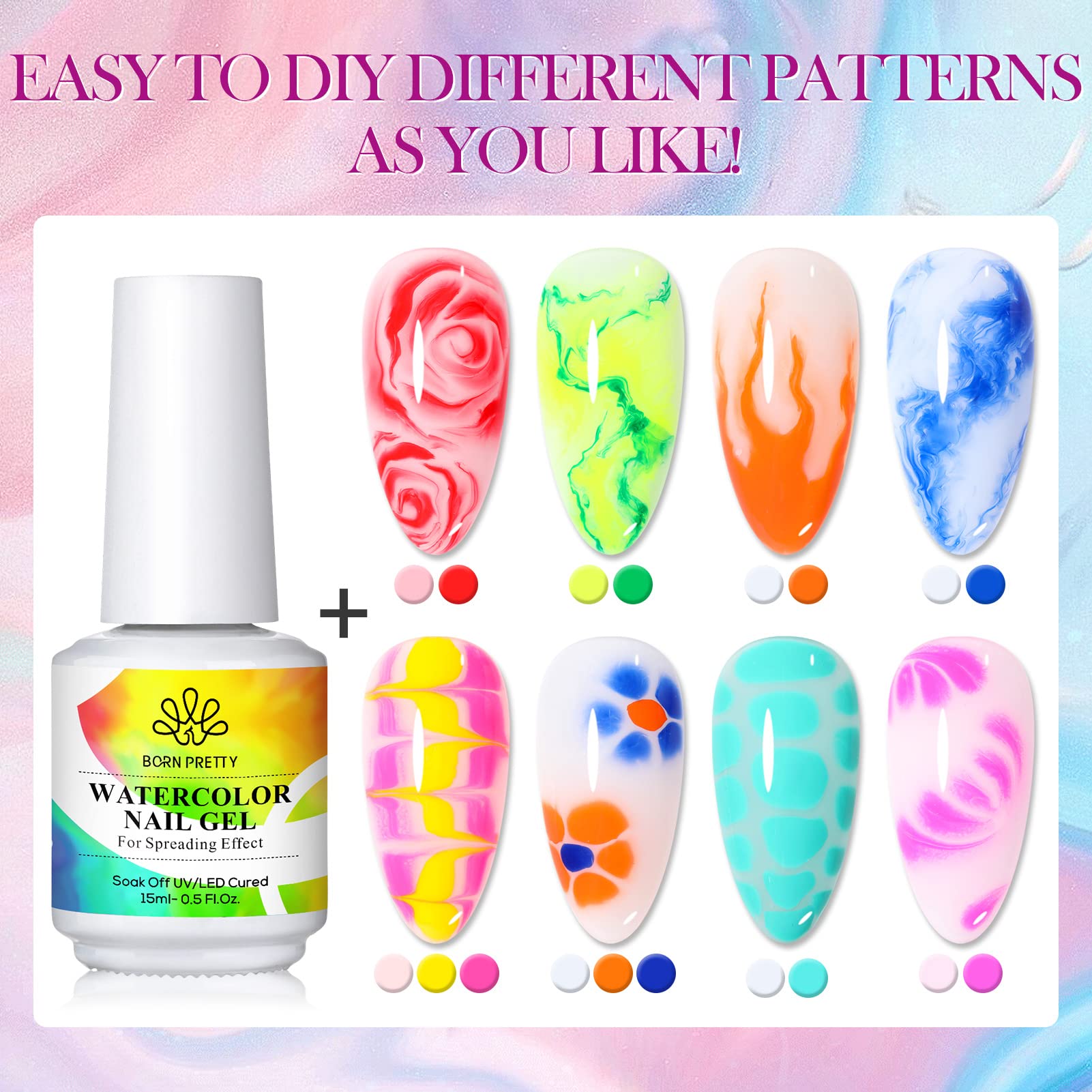 Born Pretty Blooming Gel con efecto mármol para uñas elegantes