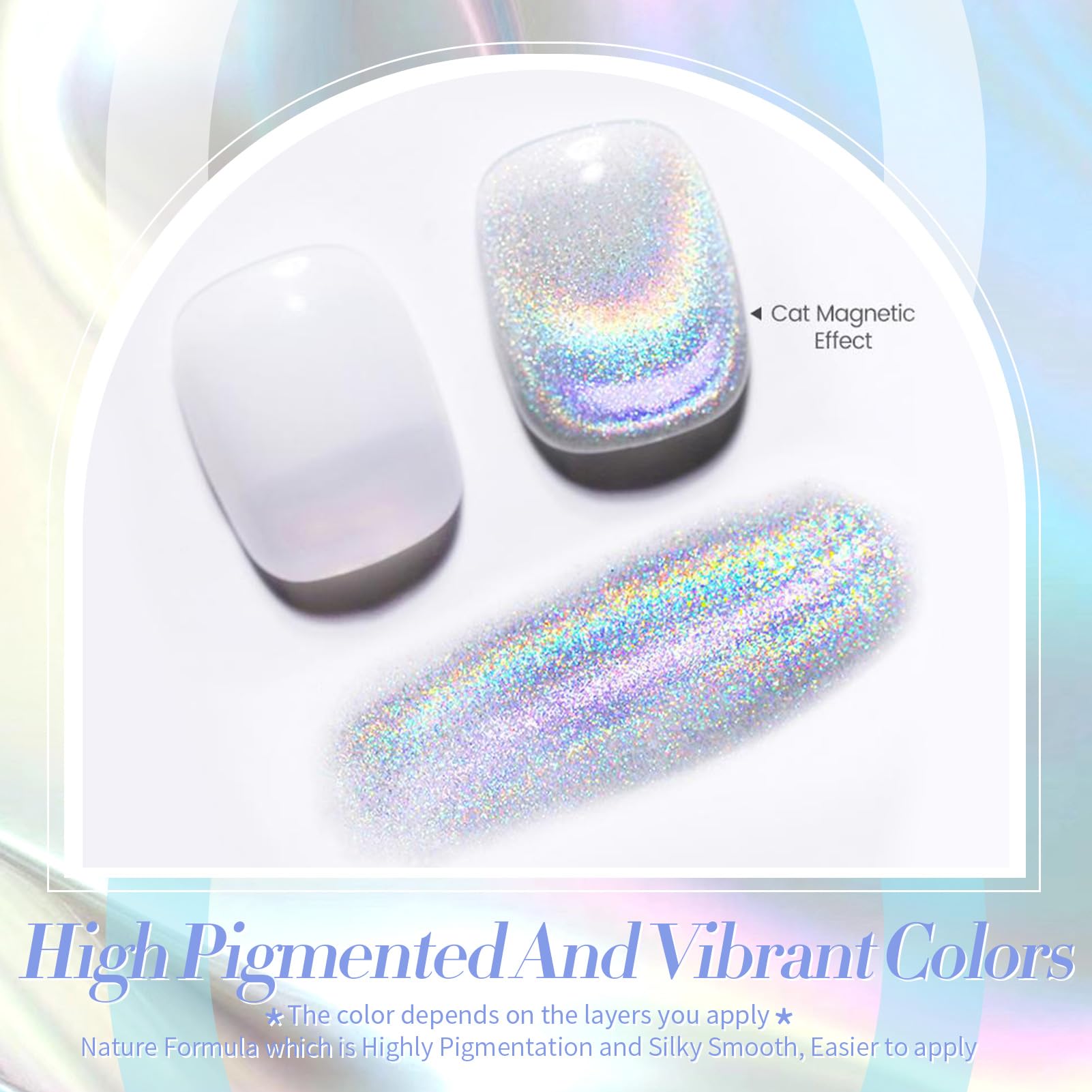 Brillo holográfico plateado de Born Pretty para uñas.
