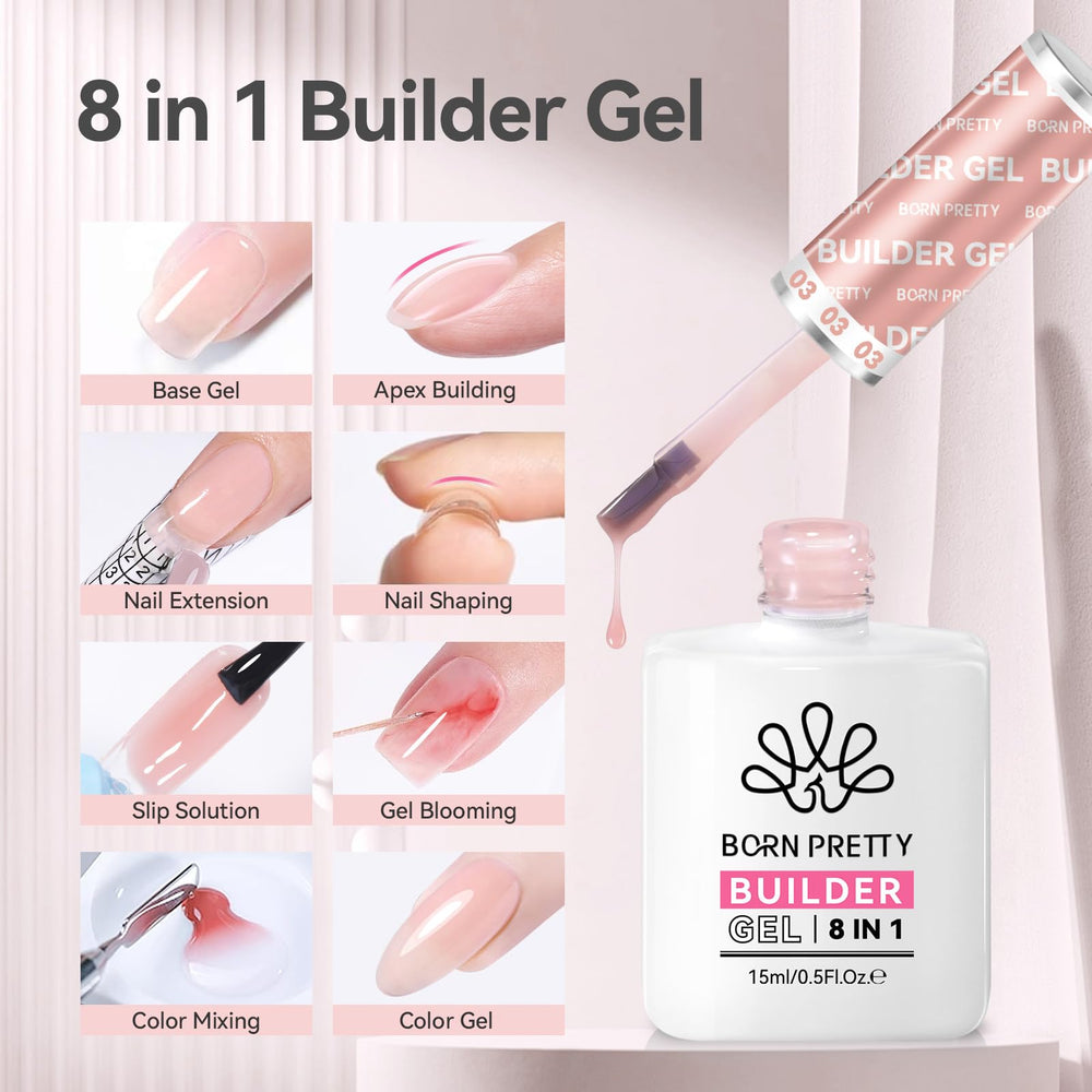 Born Pretty Builder Gel textura rosada lista para modelar