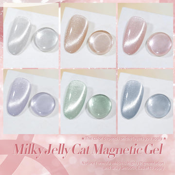 Born Pretty cat magnetic gel nail polish pastel green with soft magnetic swirls.