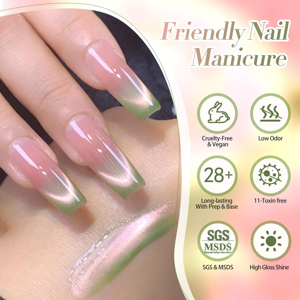 Born Pretty Cat Magnetic Eye Gel Esmalte, duradero con brillo estable.