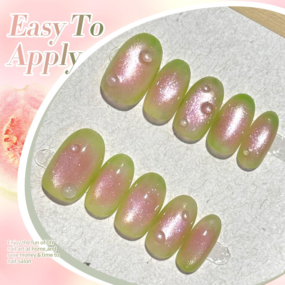 Born Pretty Cat Magnetic Eye Gel Esmalte, tono guayaba verde rosa realza uñas.