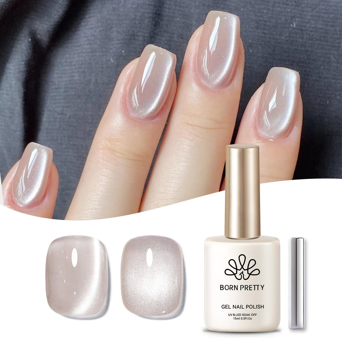 Born Pretty Cat Magnetic Eye Gel Nude Luna envase de 15 ml para uñas