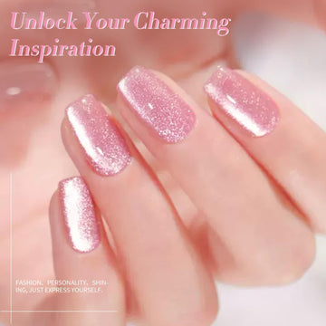 Born Pretty Cat Magnetic Gel Nail Polish holografico-rosa, efecto brilliante y multicolor