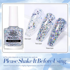 Born Pretty Esmalte brillo plateado, efecto reflectante duradero para uñas.